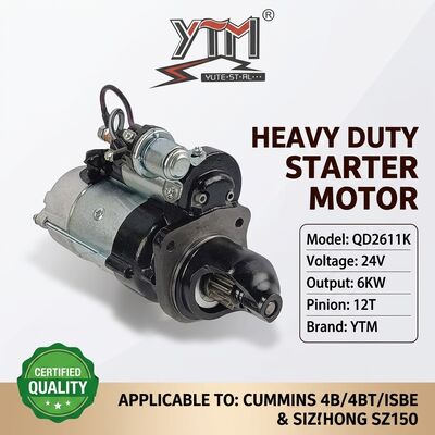 24V 12T 6KW 시동 모터 QD2611K 커민스 4B 4BT 4BTA ISBE 엔진 OE 3968130 4929600 샨투이 SZ150 굴삭기용