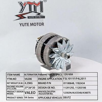 VA206 Alternator 01180648 1182434 11201292 11203106 12302N For DEUTZ F3L1011F F4L2011 Engine 12V 60A